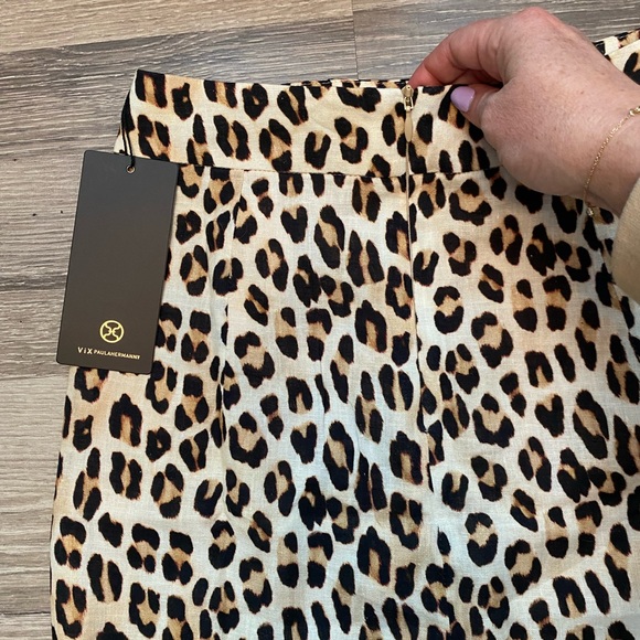 NWT ViX Scarlet Leopard Print Linen Blend Skirt - Picture 4 of 6